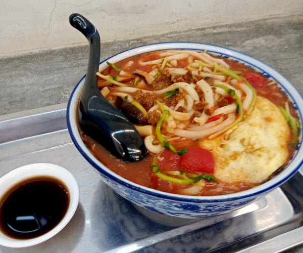 tomato egg udon noodles